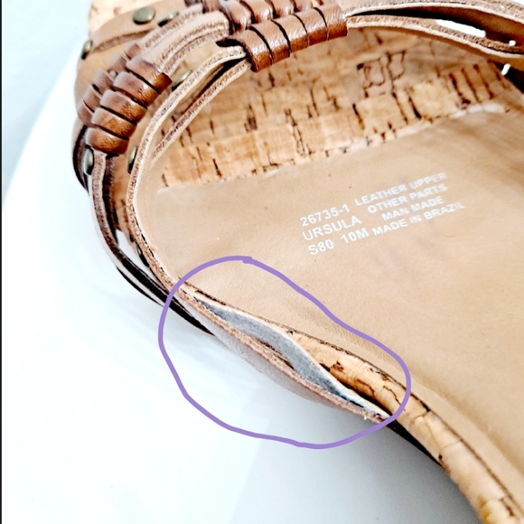 Naturalizer Leather cork wedge sandals boho Ursula Brazil strappy brown shoes - Picture 10 of 11